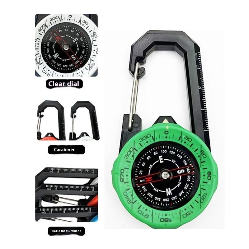 1Pc Luminous Compass Keychain Carabiner Portable Abs Material Directional Guide Sports Off-Road For Hiking Camping
