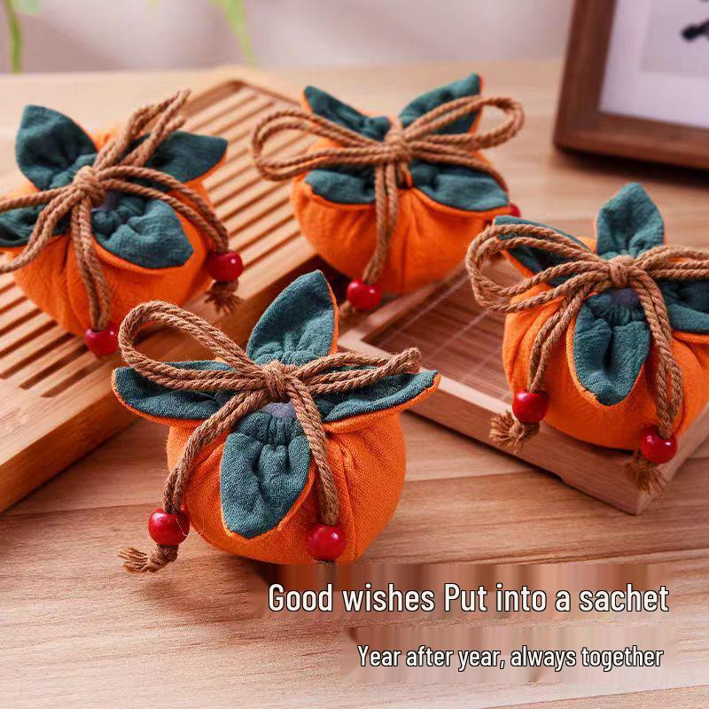 Persimmon Pendant Car Air Freshener & Lucky Ruyi Sachet – Mugwort Coin Purse & Prayer Bag for Dragon Boat Festival
