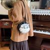 Borsa Piccola a Tracolla Peluche Gatto con Chiusura a Zip per Uso Quotidiano Casual