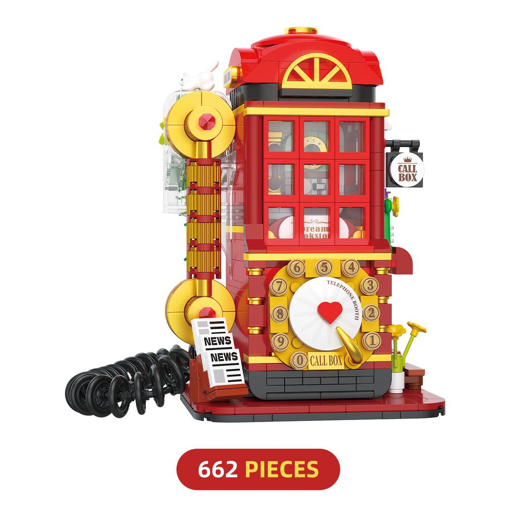 Non-Toxic Telephone Booth Building Blocks Game Machine Street View Architecture Home Decor Model Assemble Bricks Toy Gift For Kid Adult