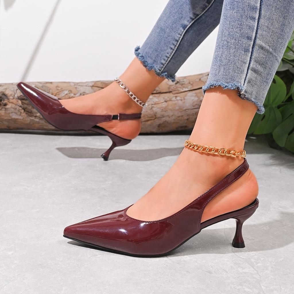 Fashion versatile bag head sandals 2025 summer new large size thin heel pointed sexy high heel sandals