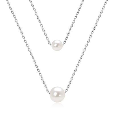 Double Layer Freshwater Pearl Choker Necklace, S925 Sterling Silver, 18k Gold Plated, Gift for Christmas and Qixi