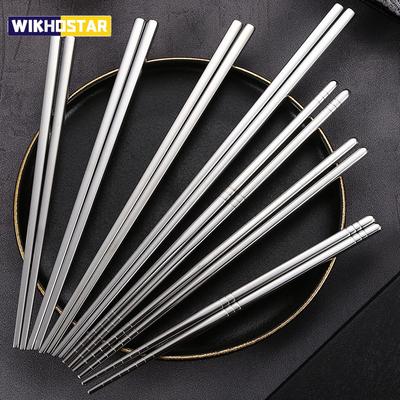 1 çift Çin Metal Çubuklarını Ev Yüksek Sıcaklık Sterilize Edilebilir kaymaz Paslanmaz Çelik Çubuklarını Mutfak Aksesuarları