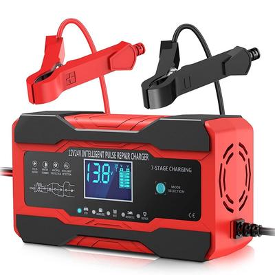 Batterieladegerät für Kraftfahrzeuge, 10 Ampere, 24 V und 12 V, Autobatterieladegerät, Batterieerhaltungsgerät mit Temperaturkompensation für Autos