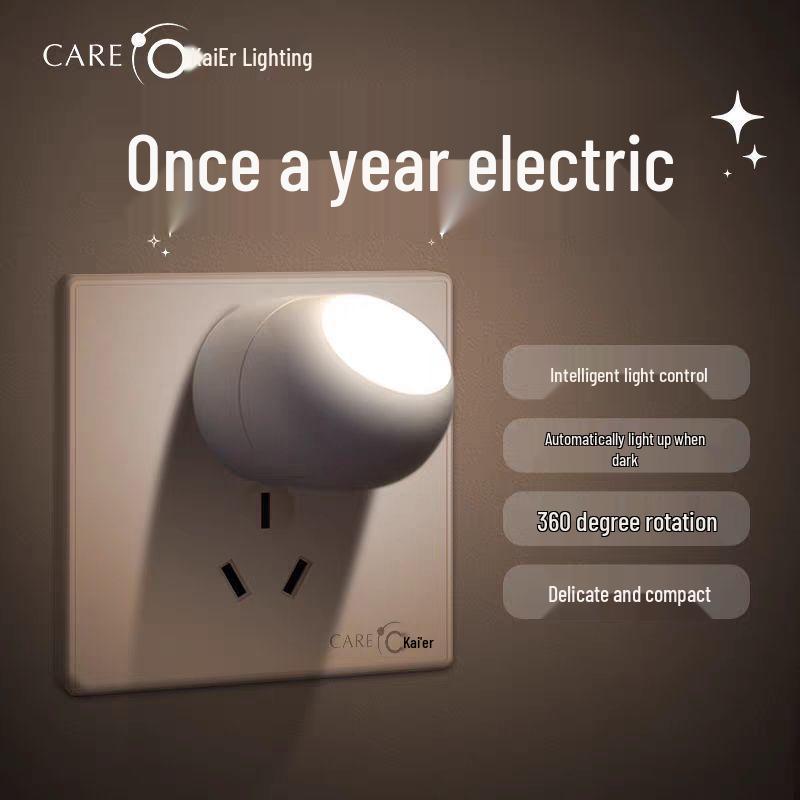 Energy-Saving Plug-In Night Light with Light-Sensing for Bedroom and Baby Feedings