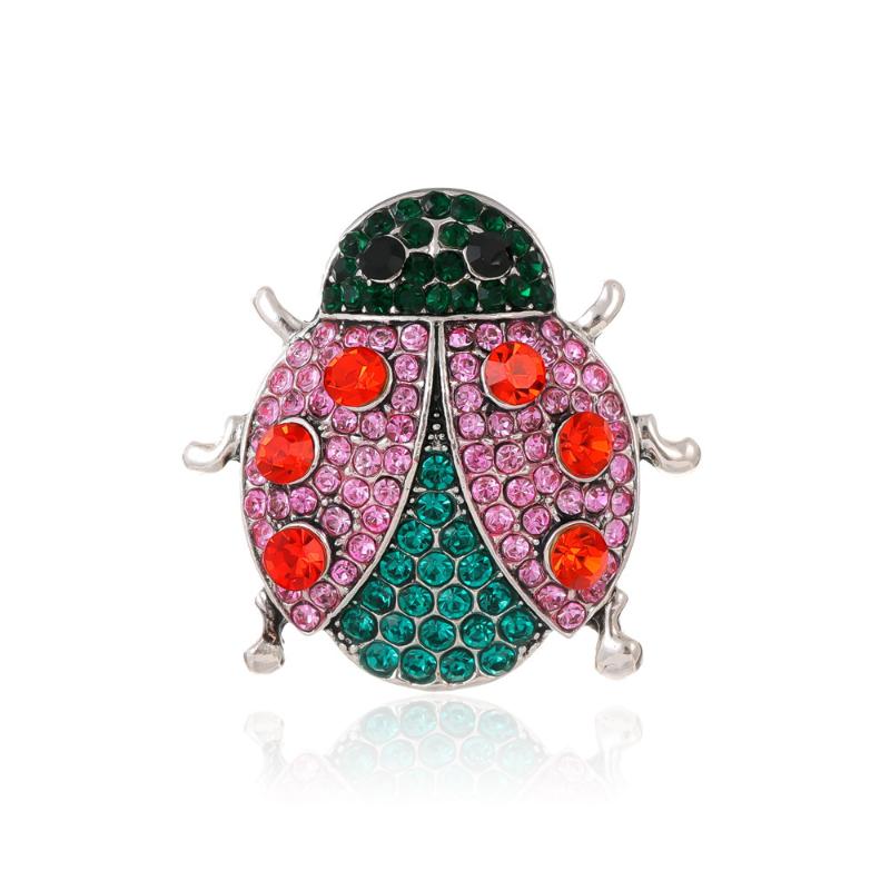 Vintage Rhinestone Beetle Brooch Fashion Animal Insects Seven Stars Ladybird Pin For Men Women Clothing Jewelry Accessories Gift