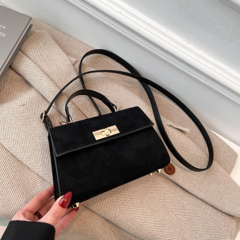 Fashionable Black And Brown Medium Sized Crossbody Bag With Unique Aesthetic StyleA