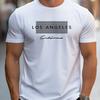 Men's summer loose fit large Los Angeles Graphic printed slim fit casual sports round neck short sleeved T-shirt top