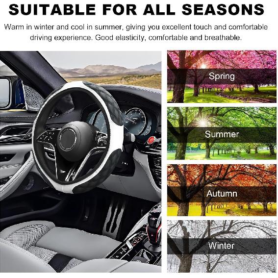 Car Steering Wheel Cover, 15 Inches Non-Slip Leather Car Steering Wheel Protector, Universal Steering Wheel Soft Cover Mats For Car Truck SUV,