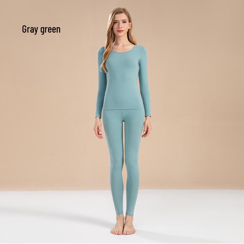 

Женский осенний комплект из чистого хлопка, однотонный: Легкий свитер и брюки - Мягкий базовый слой для студенток, Тонкое теплое нижнее белье для осени/зимы. XL (120-140 lbs)