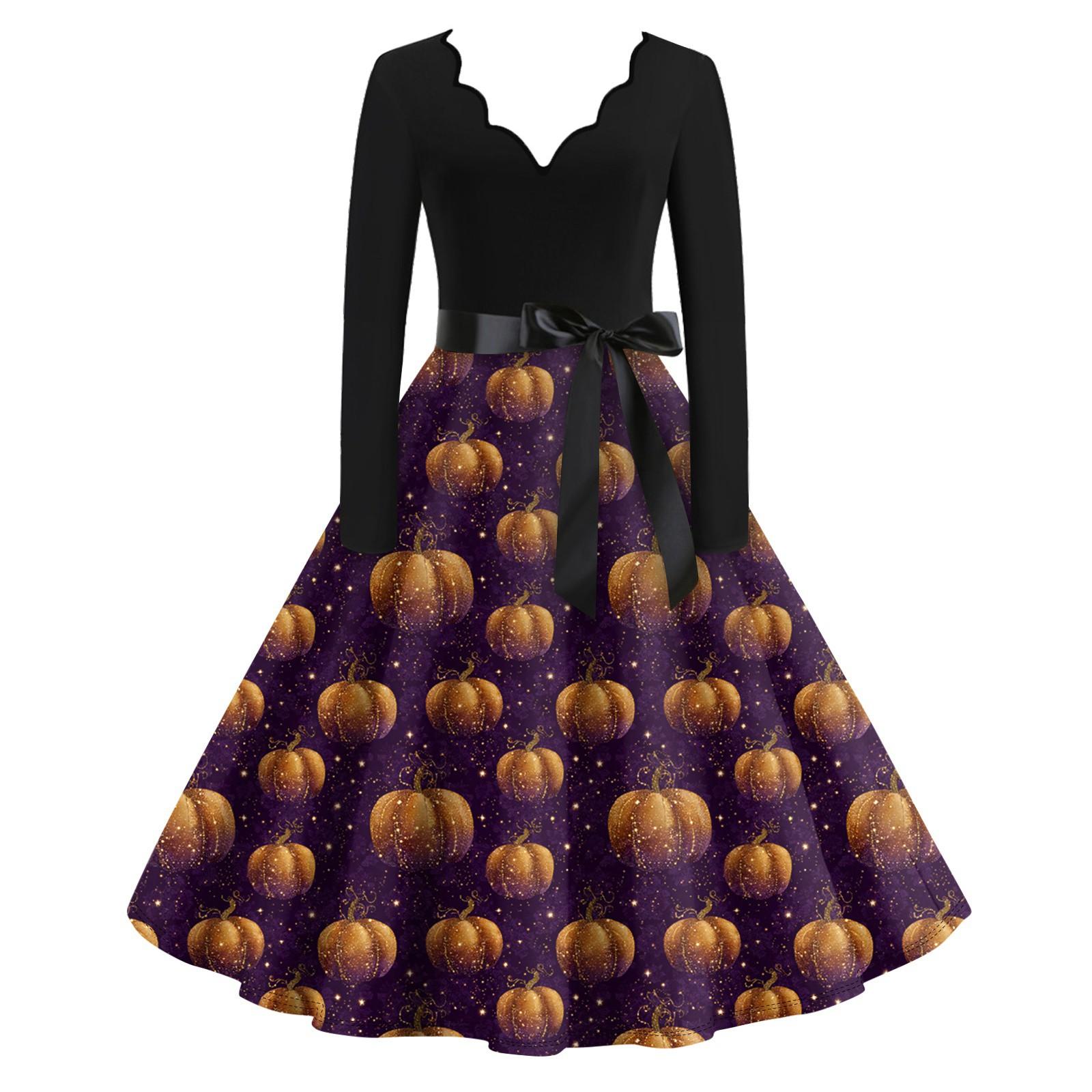 

Женские повседневные модные длинные платья с графическим принтом на Хэллоуин XXXL