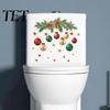 Christmas Theme Decor Sticker Ball Toilet Sticker, Removable Bathroom Wall Decoration Decal, Peel Stick Decal Waterproof Lid for Holiday Party Pattern