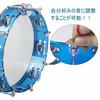 ENNBOM Tambourine, Round, Jingle Bell, 2 Rows, Percussion, Rhythm, Adjustable, 27cm (Blue)