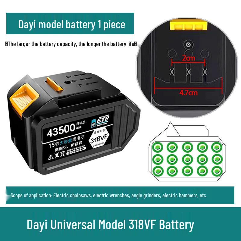 Large Art Lithium Battery for Electric Wrench, Angle Grinder, Hammer, Saw, and Hair Dryer