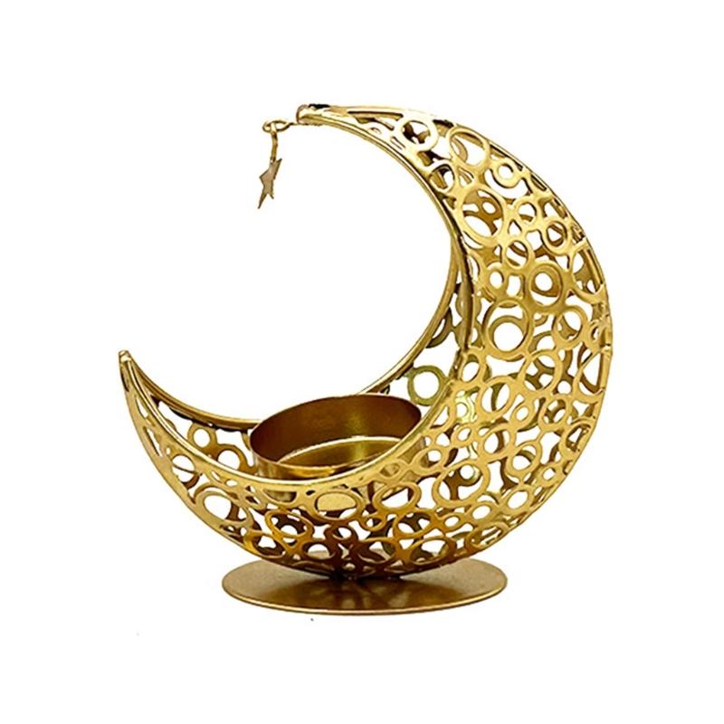 Moon Shaped Holder, Creative Crescents Tealight Holder Candlestick, Metal Moon Art Crafts Table Ornaments