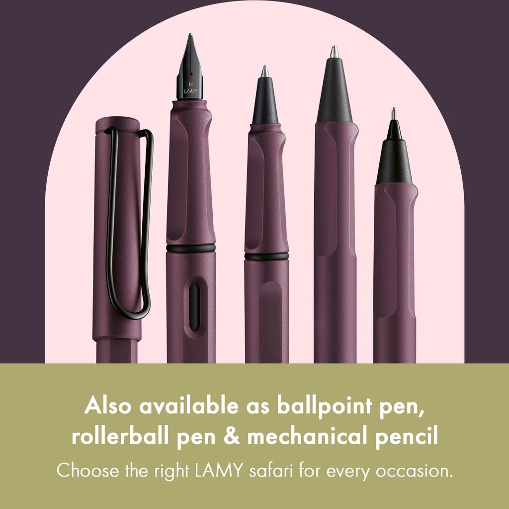 LAMY Safari Scarlet Fountain Pen Ergonomic Grip and Polished Steel Size M Ideal for Writing and Calligraphy Includes LAMY T10 Blue Ink Cartridge -