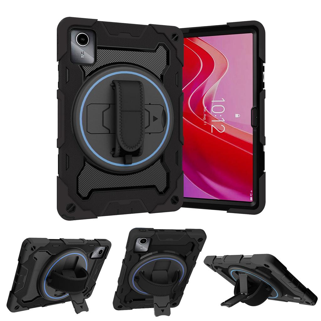 Rotating Rugged Case for Lenovo Xiaoxin Pad 2024 Tab M11 TB-330FU TB-331FC Armor Cover with Hand Strap 3-Layers Protection Funda