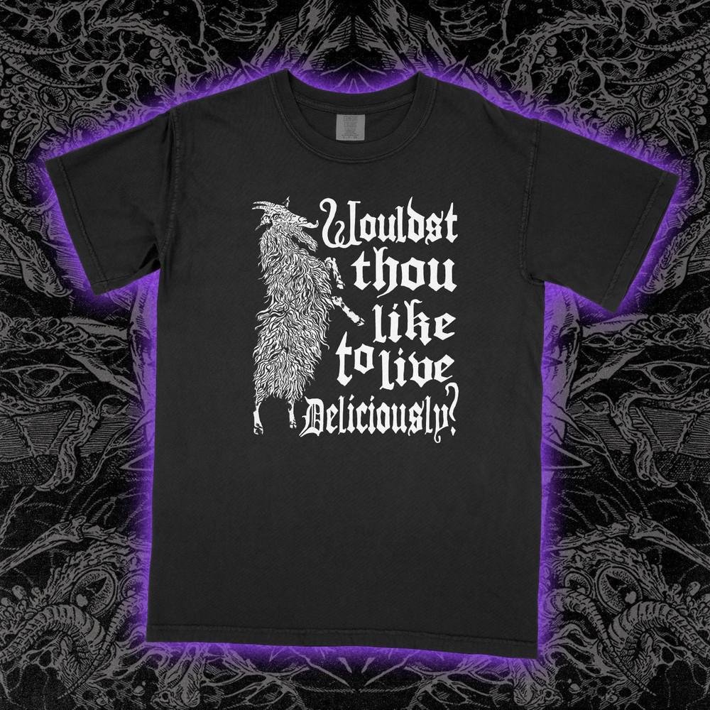 

Live Deliciously Black Phillip Tee shirt , Unisex Tee S