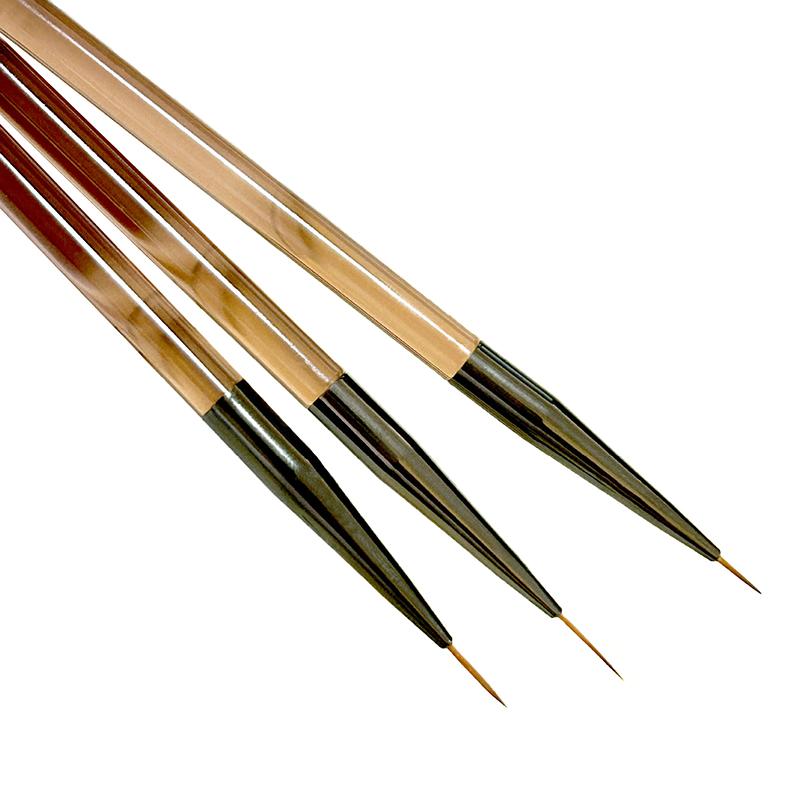 3Pcs Double Ended 7/9/11Mm Liner Painting Brush Nail Art Flat Round Drawing Flowers Diy Petal Pen Tools