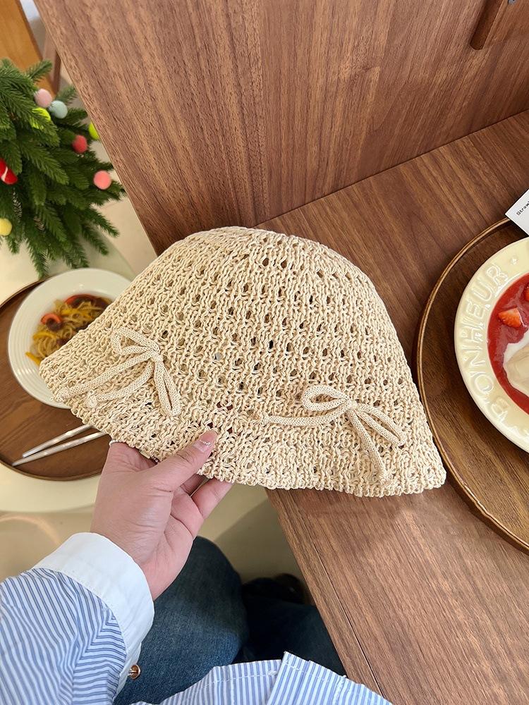 

Bow bucket hat women s new spring and summer breathable sunscreen bucket hat show face small hat