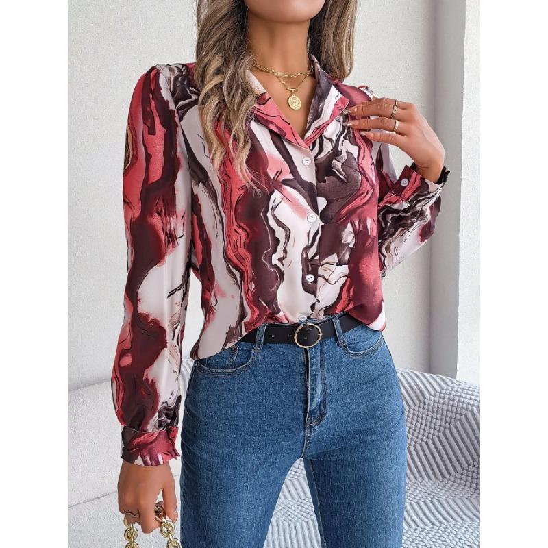 Herbst Winter Kontrastfarbige Hemden Damen 2025 Lässige Langarm Einreiher Bluse Elegante Büro Dame Kleidung