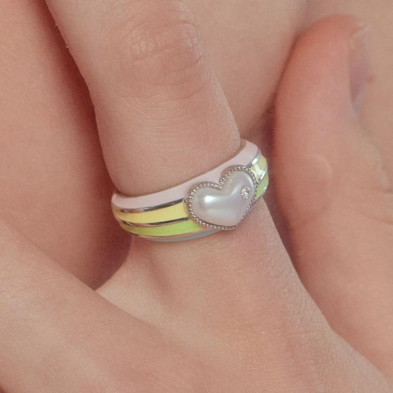Tatiana Pastel Rainbow Heart Ring CR1801
