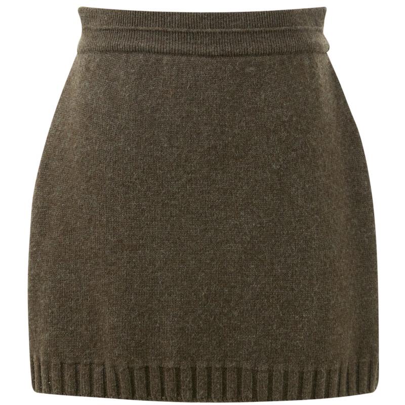 Sancai Machine-Washable High-Waisted A-Line Knit Mini Skirt