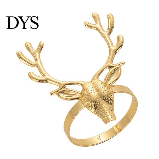 Formal Banquet Table Ornaments Christmas Deer Napkin Ring, Metal Elk Head Holder, Reusable Antler Rings Holiday Ring for Dining Decor Winter