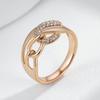 New  Rose Gold Color Big Rings For Women Unique Shiny Natural Zircon Accessories Modern Wedding Party Daily Jewelry