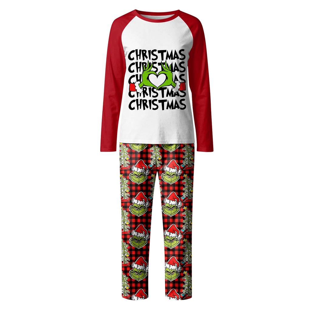 Familie Matchende Trykksett Pyjamas Loungewear Antrekk Familie Matchende Langermet Topp+Bukse Sett