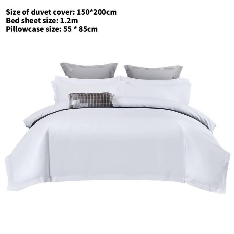 

Pure White Fitted Sheet Duvet Cover Pillowcase Four Piece Set For Use Bedrooms 150x200cm