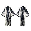 Elegant Chinese Ink Wash Satin Loose Robe - Luxury Home Leisure Wear