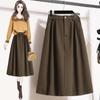 Übergrößen Retro High-Waist A-Linien Midi-Rock für Damen - Herbst/Winter 2023, Schlankmachend, Über dem Knie mit großem Saum