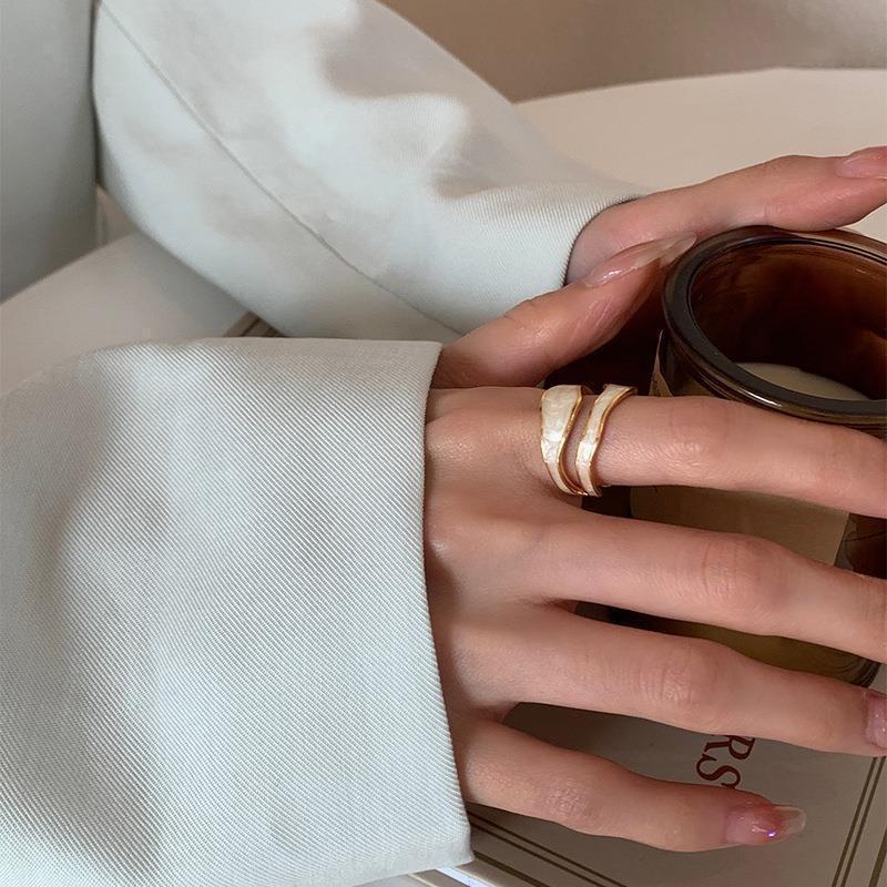 Vintage White Enamel Metal Irregular Shape Geometric Open Adjustable Ring for Women Girl Jewelry Birthday Gifts Anillo Hombre