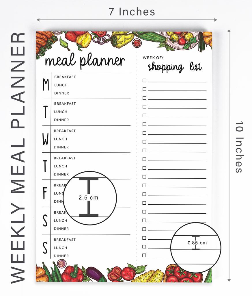 Inkdotpot Poznámkový blok Weekly Meal Planner 7" x 10, "Kuchyňské menu" Magnetický blok pro plánování jídla s odtrhávacími listy S-54