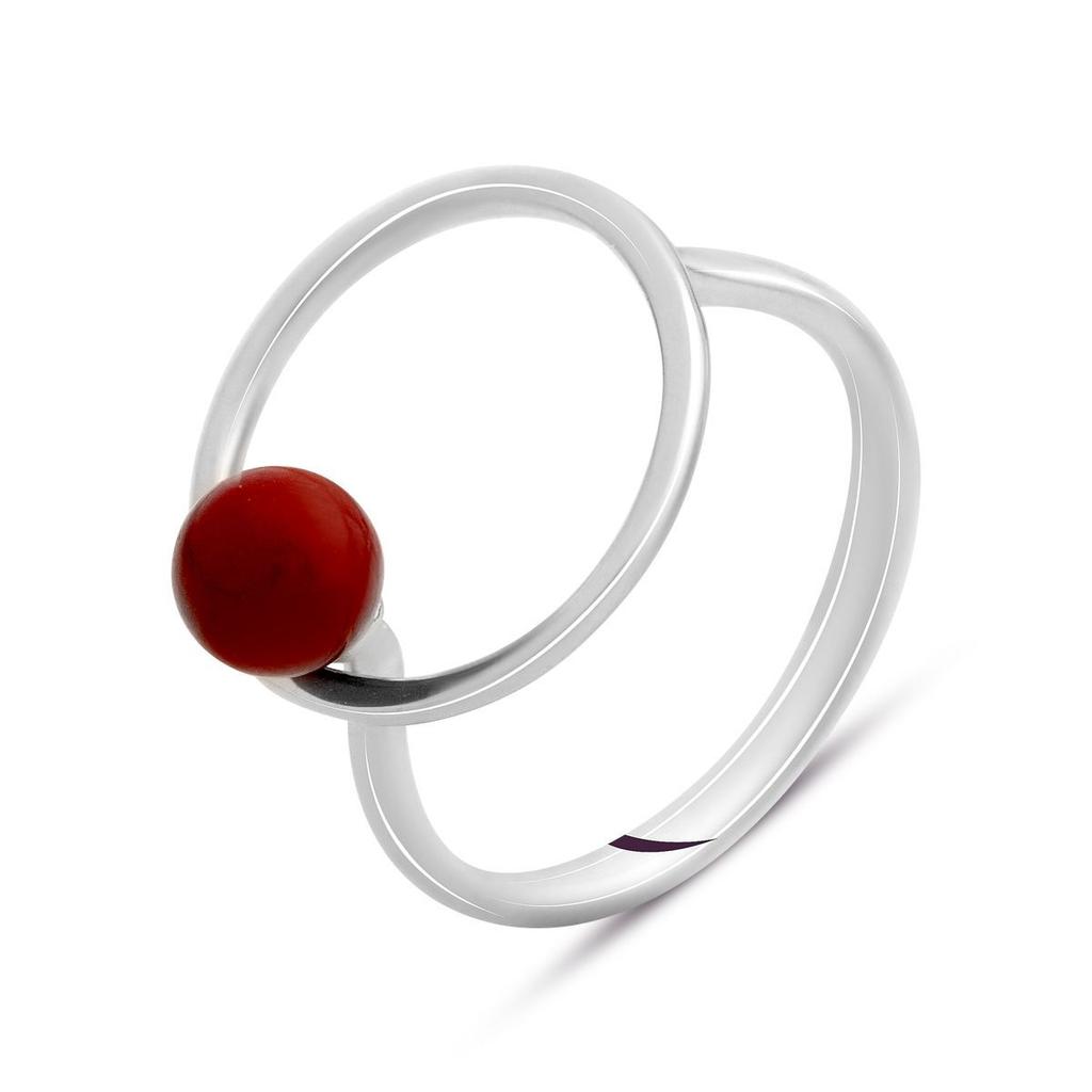 Silver Ring with Coral, Product Weight 2.64 G (2145639)