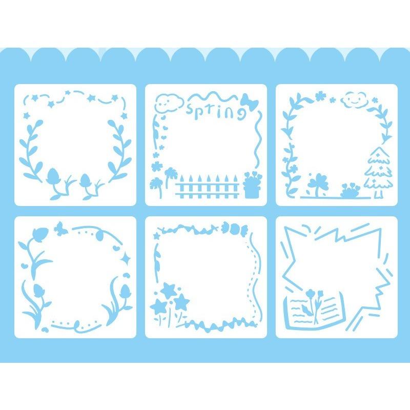 6pcs/set Floral Butterfly Stencil Templates for Scrapbook Wall Small Creative Design DIY Decor Stencils for Painting and Decor