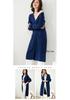 Women's Knee-Length Knit Cardigan Coat - Solid Color Long Sleeve Autumn/Winter Sweater
