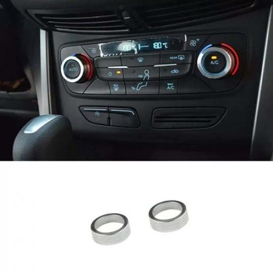 AC Knob Central Console For Ford Escape Kuga 2017-19 Cover Trim Silver Aluminum