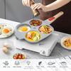 RANXINGST Fried Egg Frying Pan with Lid, Four-Cavity, Gas and Induction Compatible, Non-Stick Ceramic Coating & Removable Handle, Divided Pan, PFOA &