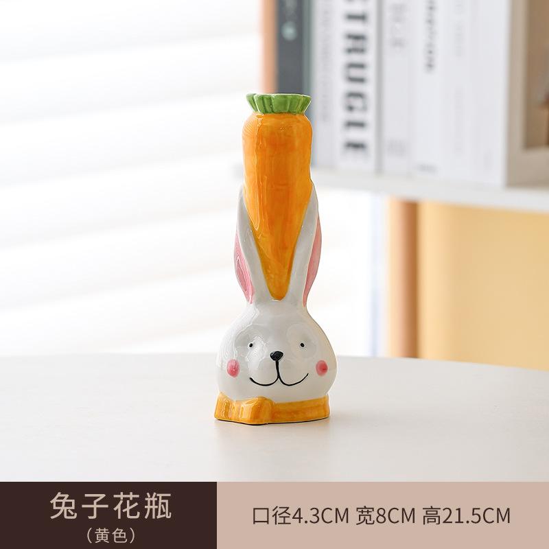 Süße Cartoon-Hase Keramikvase Wohnzimmer Ornamente Zuhause Süßes Tier Hydrokultur Vase Pflanze Blumen Hase Vase Kunst Dekoration