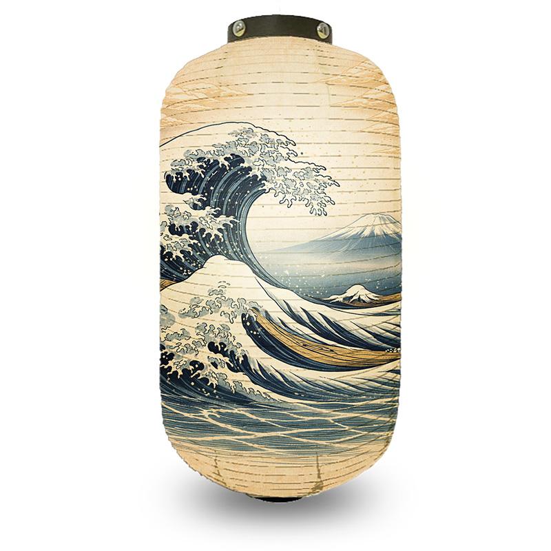 Japanese Style Ukiyo-e Traditional Sea Wave Printed Lantern Hanging Cloth Lantern Izakaya Restaurant Cuisine Wedding Party Decor