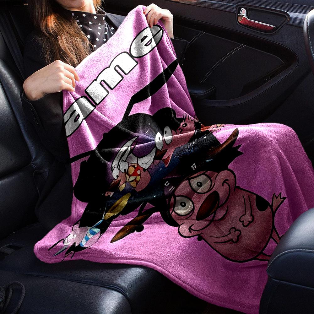 Customiz Name Personality Courage the Cowardly Dog Blanket Soft &Warm Sofa Office Bed Travel Lunch Break Blanket, Gift Suitable All Seasons
