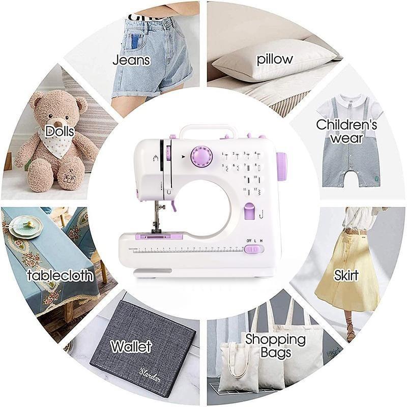 12 Needle Portable Sewing Machine Mini Electric Household Manual Repair Sewing Pressing Foot Pedal Beginner