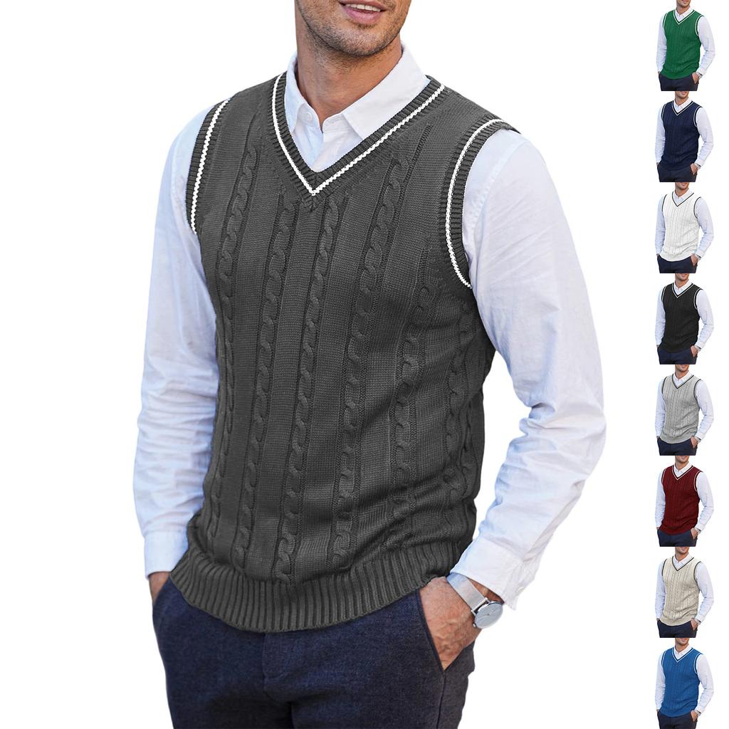 Men's  Leisure  Big Size  V-Neck  Thickened  Knitting  Vest  Sleeveless