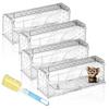 Small Mouse Trap, Trap Cage, Step-Type, Bait Trap, Mouse Trap, Sticky Sheet, Reusable, Easy To Set Up, 19.2x7.2x7cm (Transparent, Pack of 4)