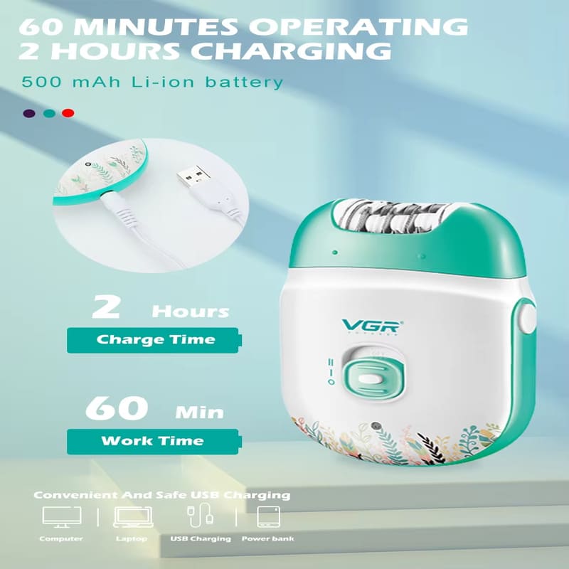2026 VGR V-726 New Epilator Women Shaver Mini Plucker USB Rechargeable Electric Pedicure for Face Legs Bikini Precise and Gentle Home Hair Removal