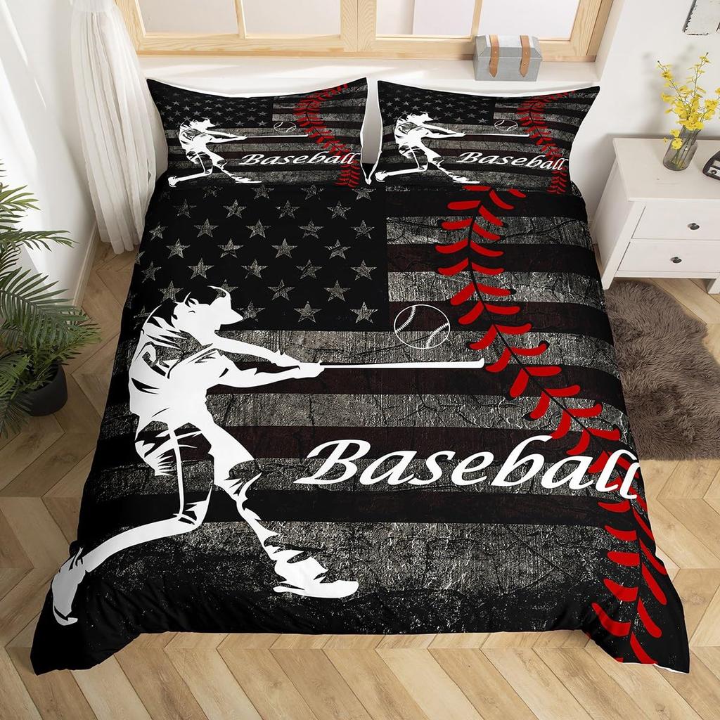 Baseball Weiche Bettdecke Sport Thema Bettwäsche Set 3D Ball Muster Warme Deckenhülle für junge Mädchen Kinder Schlafzimmer Dekoration Baseball Spiele