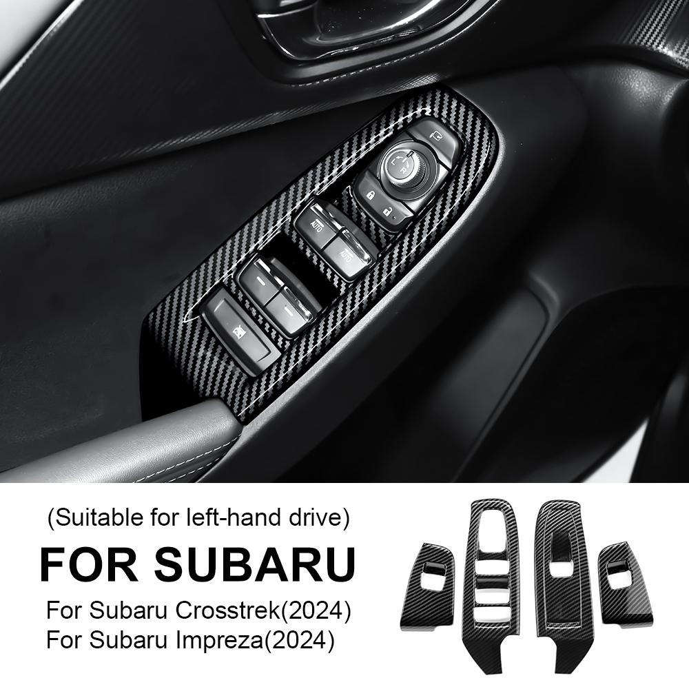 ABS For Subaru Crosstrek 2025 Impreza 2025 Window Button Frame Carbon Fiber Pattern Style RHD LHD Decor Accessories