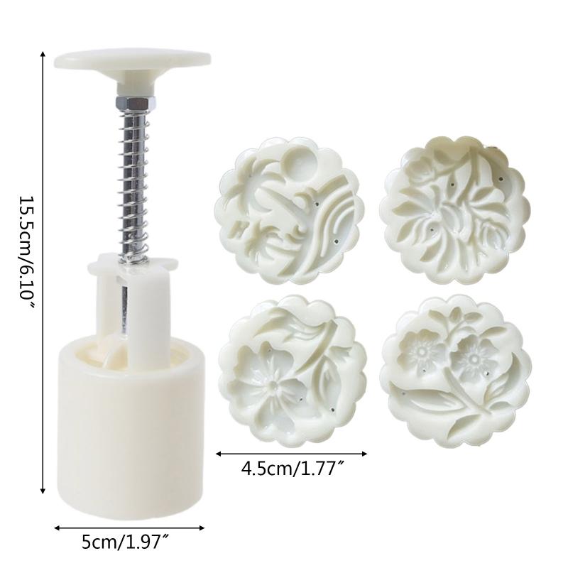 Månkakform Kakstämpel Kinesisk Midsommar Månkaksbakare Blomform Dekorationsverktyg för Bakning DIY Kaka